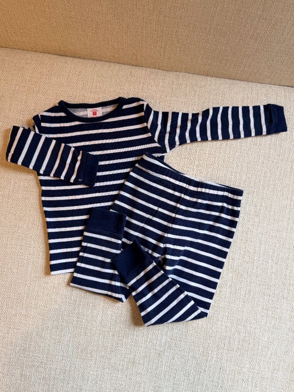 Target Striped Two-Piece Sleep Set, Unisex Kid's Size 3T - White/Navy